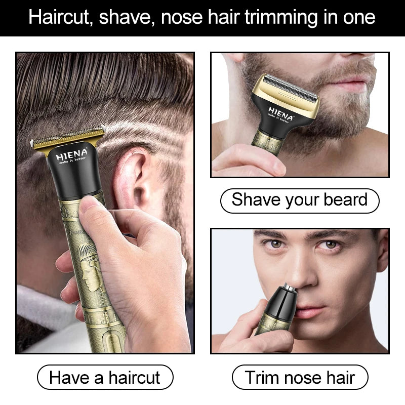 HIENA Beard Trimmer for Men Electric Razor Shaver Cordless Hair Clipper Shaving Kit for Mustache Body Nose Ear Hair Cordless