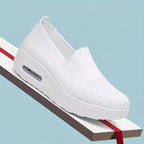 Women Slip On Air Cushion Walking Shoes Breathable Mesh Upper Platform Sneakers Non Slip Soft Sole Casual Loafers Ladies Lightweight Comfort Footwear for Daily Work Travel Outdoor Walking Nursing Shopping White Black Gray Pin