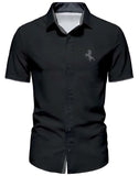 Men's Summer Minimalist Short Sleeved Shirt Fashionable Black Horse Logo Contrasting T-Shirt Men's Gift