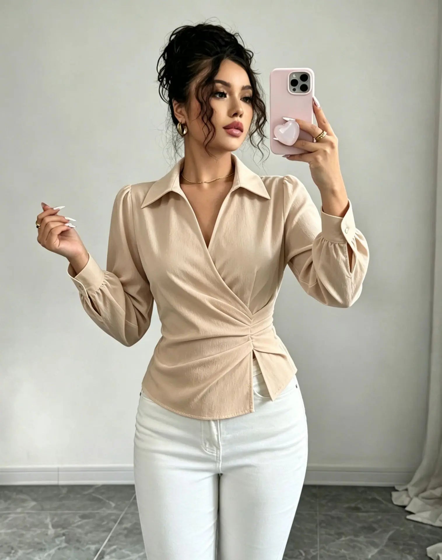 Fashion women Blouses and Shirts White Long Sleeve Blouse 2026 New Spring Autumn Basic Tops Chic Women's Shirt for Women office