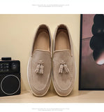 Fashion Men's Casual Shoes Suede Leather Men Classic British Style Tassels Loafers Moccasins Mens Outdoor Driving Flats