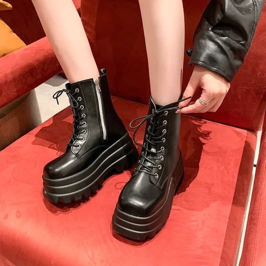 Style Fashionable/comfortable Short Boots for Heightening/slimming Thick-soled Women's Boots 9 Cm Catwalk Knight Boots for Women