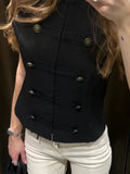 SLTNX Women's Top 2026 Spring New Black Sleeveless Rope Knot Decorative Slim Fit Top Vest Unique Fashion Cool Trendy