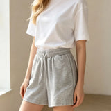 Womens Casual Shorts Korean Style Basic Summer Loose High Waist Drawstring Lounge Shorts Wide Leg Sports Shorts Home Sleepwear