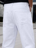 SGIAWETA-Manfinity Homme Men Cotton Solid Straight Leg Jeans Long Washed Light Jean Cargo Plain All White Work Basic Husband Going Out Office Party Vacation Urban-birthdaygift