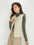 Women Sleeveless Puffer Vest Women's Ultra Light Down Vest Women Two Ways Waistcoat Portable Warm Sleeveless Winter Liner