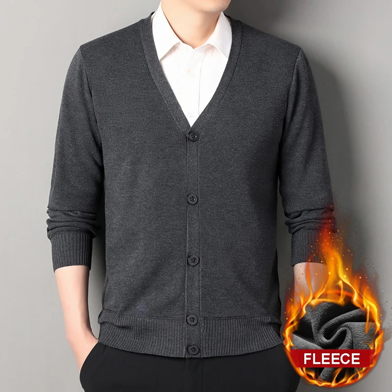 Men's Smart Casual Cardigan V-neck Sweater Men's Autumn Winter Clothes Button Knit Cardigans Mens Knitting Sweaters Outwear