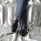Genuine Leather Mens Classic Summer Dress Sandals Buckle Strap Black Brown Closed Toe Business Party Casual Formal Shoes for Men