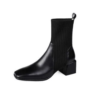 2026 Autumn Winter New Ankle Socks Shoes Women Fashion Large Size 43 Knitted Short Boots Women Slip on High Heels Botas De Mujer