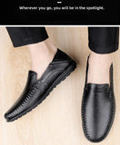 CLOHOO Men's Business Casual Shoes Leather Stitching Comfortable Breathable Rubber Bottom Second Layer Cowhide