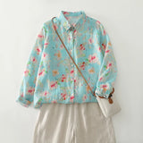 THHONE New Fashion Autumn Blouse Woman Cotton Loose Print Blusa Mujer Camisas Long Sleeve Casual Korean Elegant Women's Clothing