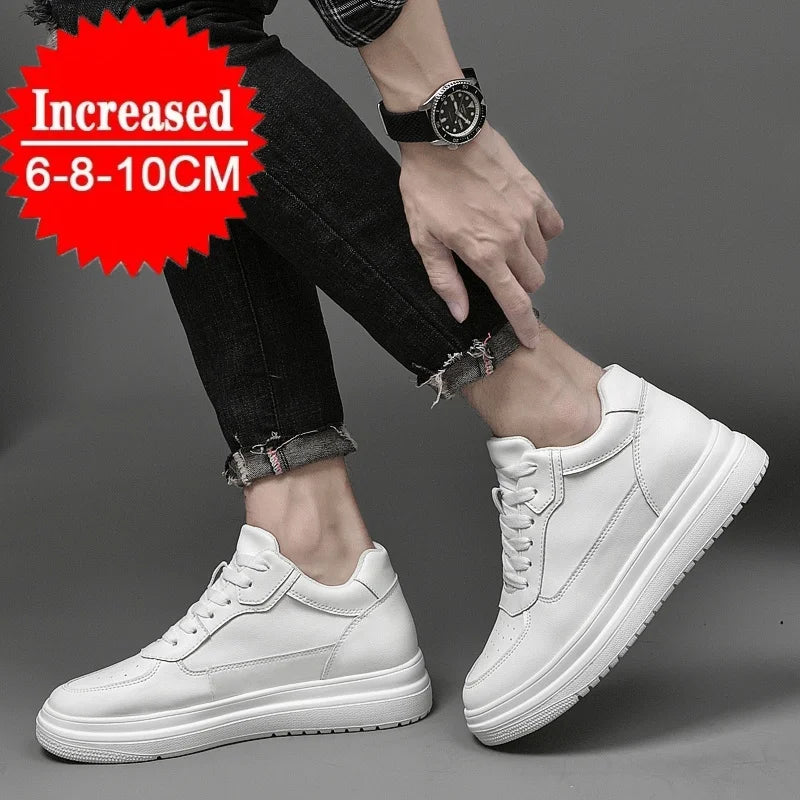 High Quality Men Sneakers Elevator Shoes for Men Fashion Casual Shoes Comfortable Leather Sports Shoes Height Increase 6/8/10cm