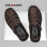 DEKABR Casual Shoes Men Sandals Real Leather Outdoor Mens Summer Sandals Fashion Comfortable Soft Sandals Plus Size 38-48