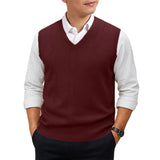 Men's Sleeveless Sweater Vest Lightweight V-Neck Solid Vest Pullover Twist Knit Sweaters Autumn Mens Outerwear