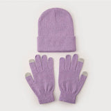 3pcs Sets Winter Warm Hat Gloves Set For Men And Women Outdoor Riding Hat Beanies Windproof Wool Knitting Pullover Cap+Gloves