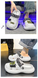 Mens Sandals Summer 2025 New Sports Wearable Durable Beach Clog Shoes Breathable Slip-On Casual Footwear Synthetic Leather