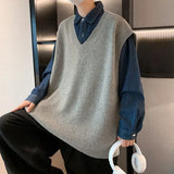 Men's Casual Sweater Vest Warm and Comfortable Vest in Autumn and Winter Sleeveless O-neck Basic Pullover Sweater