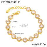 Colorful Zircon Necklace Heart Chain Bracelet Set Women's 316L Stainless Steel Gold-Plated Luxury Wedding Jewelry Accessories