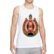 Retro Flaming Praying Hands Tank Top, Vintage Gothic Fire Graphic Sleeveless Tee, Old School Tattoo Style Streetwear Vest for Men
