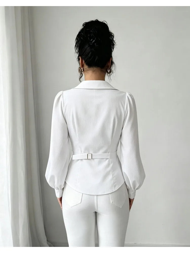 Fashion women Blouses and Shirts White Long Sleeve Blouse 2026 New Spring Autumn Basic Tops Chic Women's Shirt for Women office