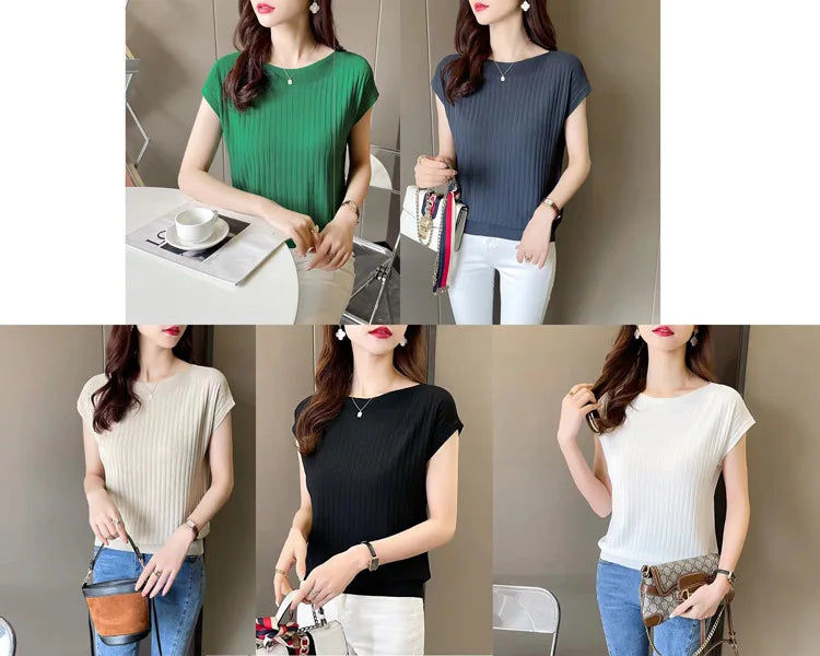 Blusas Mujer De Moda 2025Verano Short Sleeve Knitted Tops Sweater Women Pullovers Sweaters For Women Woman Sweaters Blusa