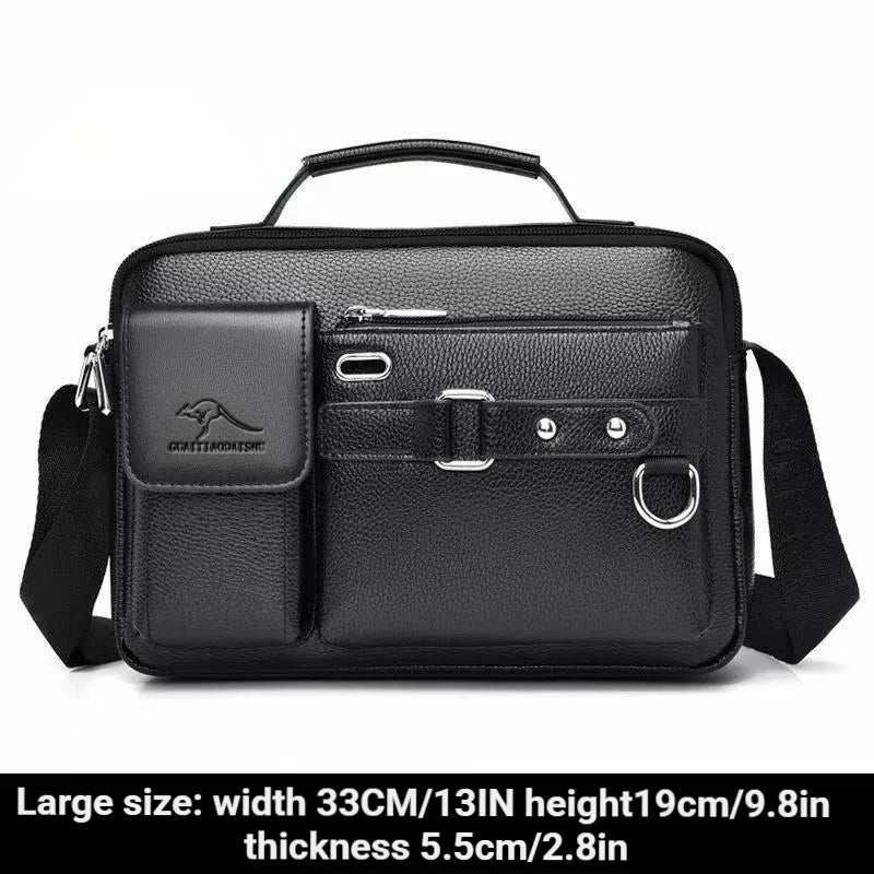 Men's Retro Messenger Bag with Waterproof Design, Large Capacity Laptop Briefcase for Office Work, Travel and School