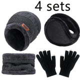 Winter Hat for Men Women Beanie Hats Scarf Glove Earmuff Set Thick Warm Slouchy Beanies Hat for Boy Girl Cap
