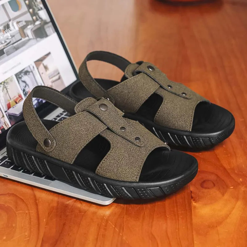 Brand Classic Mens Sandals Summer Genuine Leather Sandals Men Outdoor Casual Lightweight Sandal Fashion Men Sneakers