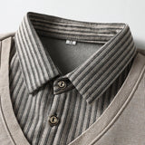 Mens Polo Sweater Shirt Collar Knit Pullover Autumn Winter Fleece T-shirt Casual Sweaters Navy Blue Khaki Korean Clothing