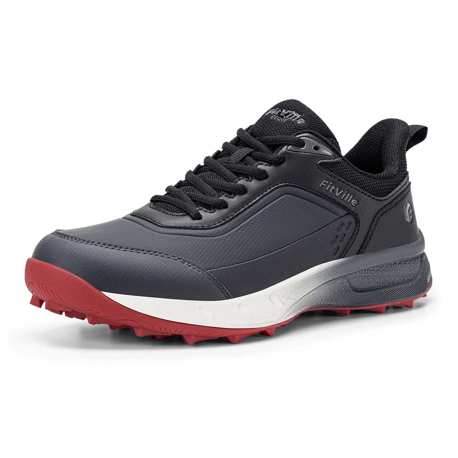 FitVille Men'S Wide Waterproof Spikeless Golf Shoes, High Traction Anti-Slip Sole, Shock Absorption Cushioning Arch Support Professional Golf Trainers, Roomy Toe Box For Wide & Fat Feet