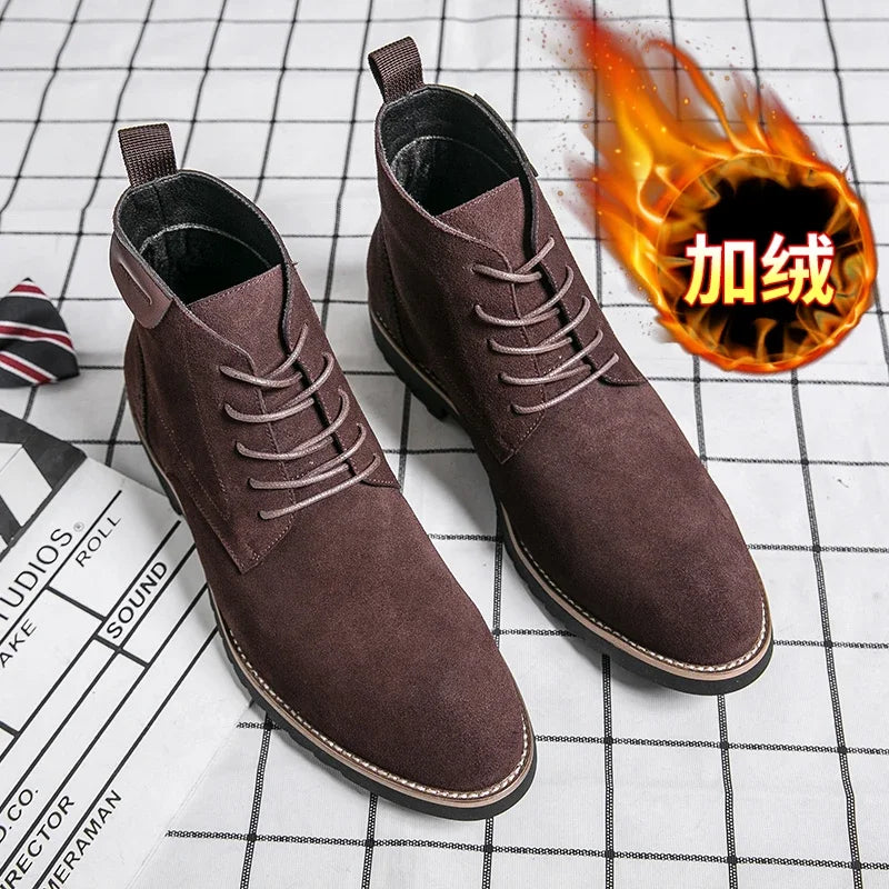 Pointed Toe Chelsea Boots Leather Men Winter Boots Winter Shoes for Men 2025 Male Boots Mens Ankle Shoes Zapatillas Male Hombre