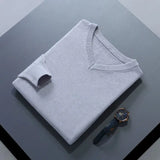 Soft Cashmere Sweater Men's Clothing Autumn Winter Pullover Business Casual Bottom V-neck Knitted Woolen Slim Fit Knitwear Male