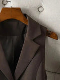 Vintage Women's Brown Custom Waistcoat Sleeveless Lapel Suit Vest Daily Commute Button Slim Design, Casual All Fold Wear