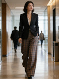 SLTNX 2026 Retro Chic Plaid Pants Women's Loose Pants Fashion Street Casual Pants Office Wear