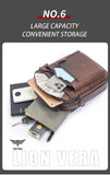 LION VERA Men's Shoulder Bag Casual Mobile Phone Zipper Bag Large Capacity Business Genuine Leather Travel Crossbody Bag
