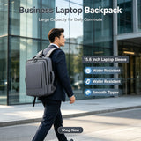 Expandable Men's Business Backpack with Multi-functional Layered Storage, Water-proof & Scratch-resistant Fabric, Separate Laptop Compartment, Convenient USB Charging Design, Perfect for Office Work, Short-distance Business T