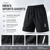 One Size Men Polyester Quick Dry Athletic Shorts Elastic Drawstring Zipper Pockets Jogging Workout Running Sport Shorts