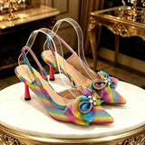 Latest Women's Luxury Diamond Crystal High Heels New Fashion Sandals Party High Heels Elegant Italian Women's Shoes