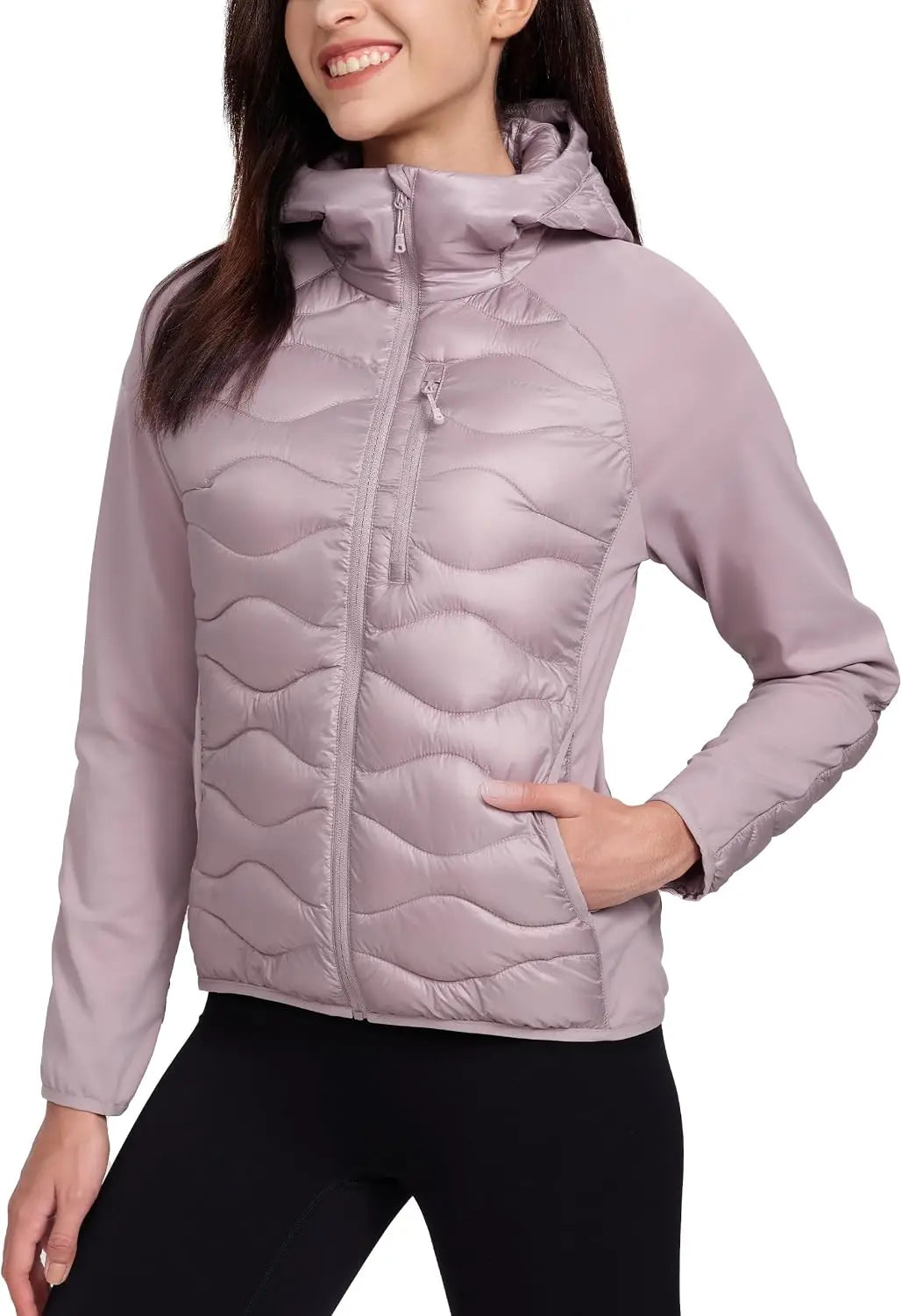 Pioneer Camp Womens Lightweight Insulated Running Jacket Puffer Packable Water Resistant with Zipper Pocket for Hiking Travel