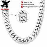 20mm Silver Miami Cuban Link Chain Necklace for Men, Heavy Chunky Stainless Steel Curb Chain with Polished Finish, Bold Hip Hop Rapper Jewelry for Streetwear, Nightclub, Concert, Daily Outfit, Birthday, Anniversary, Father's