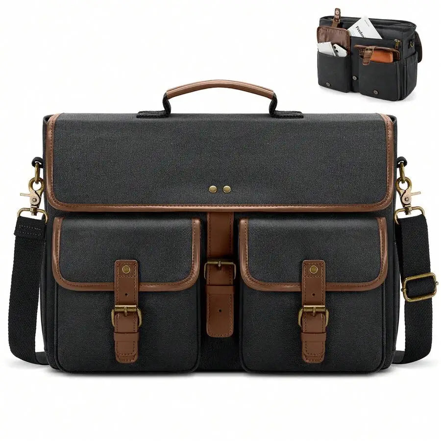Messenger Bag Men Canvas 15.6 Inch Computer Laptop Bag Waterpfoof Satchel Bags For Men Work Office