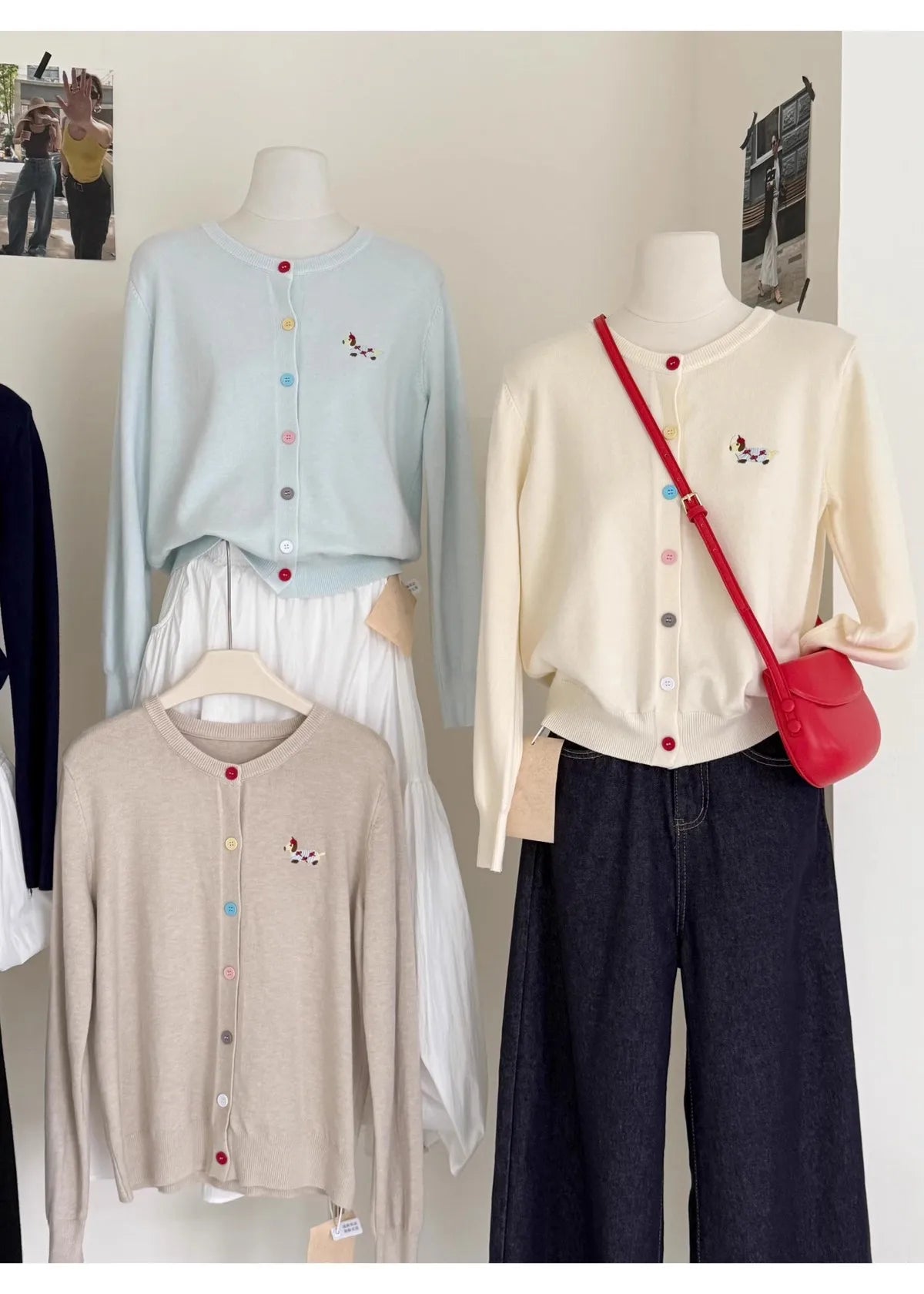 Autumn Winter 2026 Soft Elegant O-neck Loose Casual Sweaters Women Knitted Chic Embroidery Cardigan Basic Colorful Buttons Tops