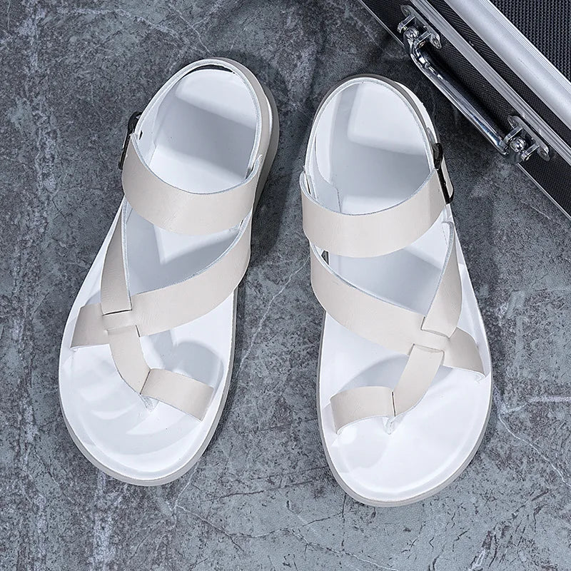 Summer Men Rome Genuine Leather Roman Sandals Gladiator 2024 Sandalias Romanas Hombre Flat Sandles Dropshipping