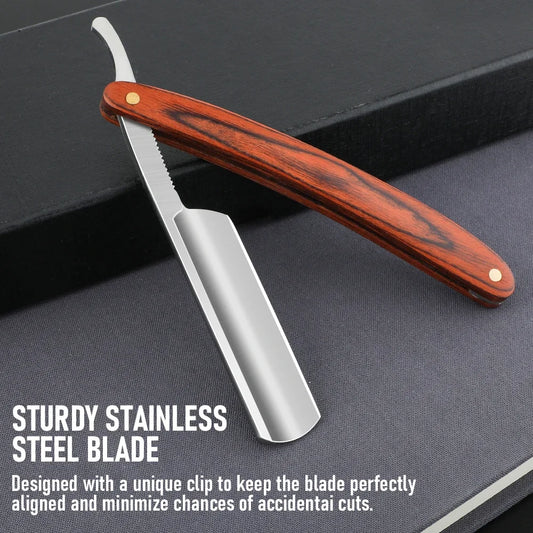 1Pc Vintage Big Size Straight Edge Barber Razor Folding Shaving Knife Wood Handle Hair Removal Tool