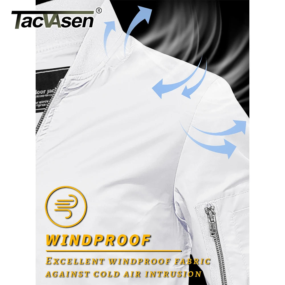 TACVASEN Men's Flight Jacket Summer Autumn Thin Lightweight Casual Windbreaker Multi-pockets Full Zip Up Varsity Baseball Jacket