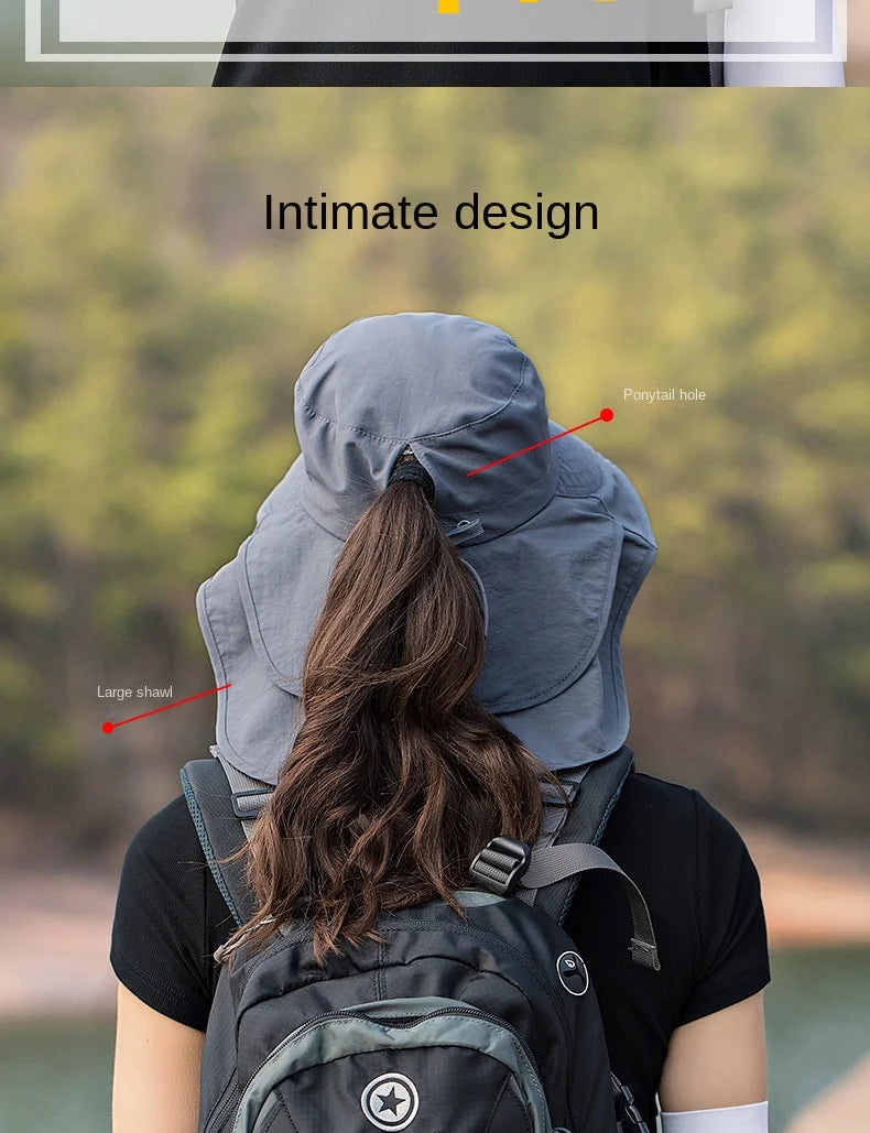 Designer Lightweight Ponytail Hole Visor Hats Summer Bucket Hats for Women Big Brim Outdoor Eye Protection Sunscreen Cap Sun Hat