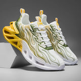 Unisex Flame Print Blade Chunky Sneakers Gradient Hollow Thick Sole Breathable Mesh Lightweight Shock Absorb Lace Up Running Shoes Fashion Streetwear Casual Sports Footwear 2026 New