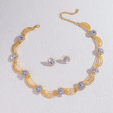 Luxury and High-End Retro Gemstone Necklace Earrings, Bride's Wedding Banquet Jewelry Set, Date, Birthday, Dinner Party
