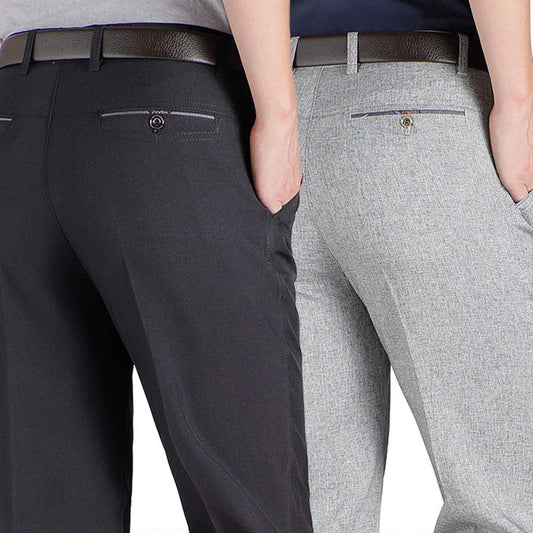 Business Men's Fall Spring Fashion Long Pants Formal Suit Pants Male Elastic Straight Casual Autumn Thick Trousers Plus Big Size