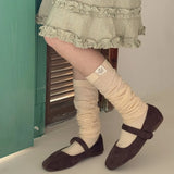 Korean Thigh High Socks Women Stockings Solid Color Mesh Calf Socks Stockings Japanese JK Knee High Socks Thigh High Stockings